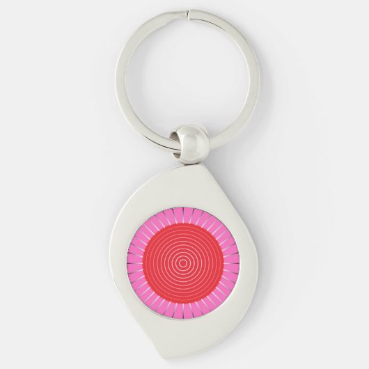 Modern Geometric Sunburst - Fuchsia and Red Sleutelhanger (Voorkant)