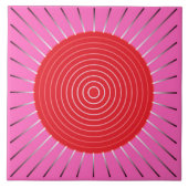 Modern Geometric Sunburst - Fuchsia and Red Tegeltje (Voorkant)