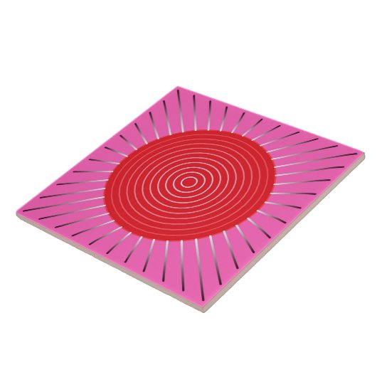Modern Geometric Sunburst - Fuchsia and Red Tegeltje (Zijkant)