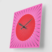 Modern Geometric Sunburst - Fuchsia and Red Vierkante Klok (Hoek)