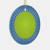 Modern Geometric Sunburst - Limoen en Denim Blue Keramisch Ornament (Rechts)