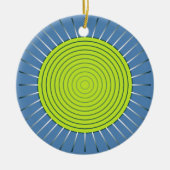 Modern Geometric Sunburst - Limoen en Denim Blue Keramisch Ornament (Voorkant)