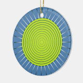 Modern Geometric Sunburst - Limoen en Denim Blue Keramisch Ornament (Links)
