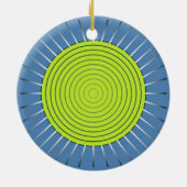 Modern Geometric Sunburst - Limoen en Denim Blue Keramisch Ornament (Achterkant)