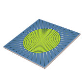 Modern Geometric Sunburst - Limoen en Denim Blue Tegeltje (Zijkant)
