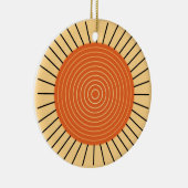 Modern Geometric Sunburst - Mandarijns Oranje Keramisch Ornament (Rechts)