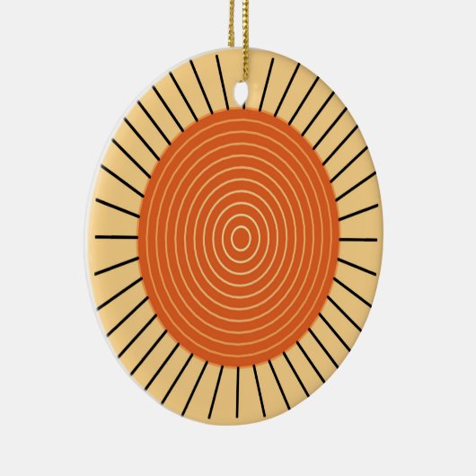 Modern Geometric Sunburst - Mandarijns Oranje Keramisch Ornament (Rechts)