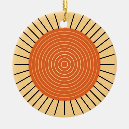Modern Geometric Sunburst - Mandarijns Oranje Keramisch Ornament (Voorkant)