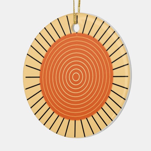 Modern Geometric Sunburst - Mandarijns Oranje Keramisch Ornament (Links)