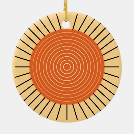 Modern Geometric Sunburst - Mandarijns Oranje Keramisch Ornament (Achterkant)