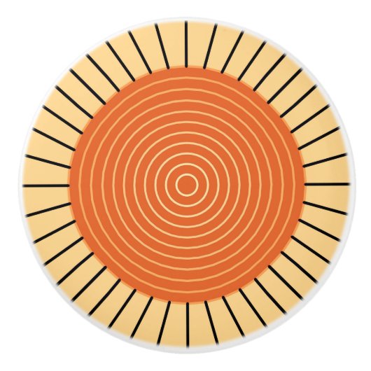 Modern Geometric Sunburst - Mandarijns Oranje Keramische Knop (Voorkant)