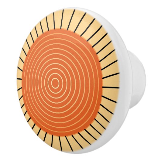 Modern Geometric Sunburst - Mandarijns Oranje Keramische Knop (Rechts)