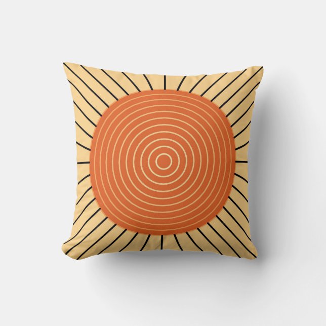 Modern Geometric Sunburst - Mandarijns Oranje Kussen (Voorkant)
