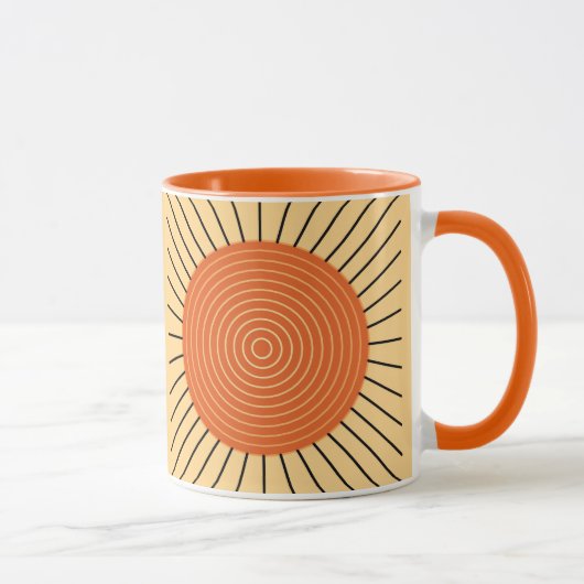 Modern Geometric Sunburst - Mandarijns Oranje Mok (Rechts)
