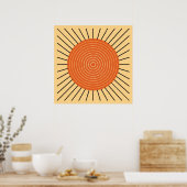Modern Geometric Sunburst - Mandarijns Oranje Poster (Keuken)