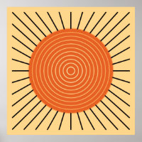 Modern Geometric Sunburst - Mandarijns Oranje