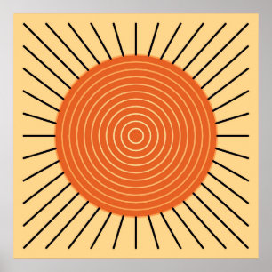 Modern Geometric Sunburst - Mandarijns Oranje Poster