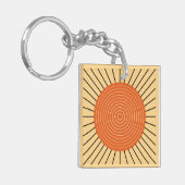 Modern Geometric Sunburst - Mandarijns Oranje Sleutelhanger (Voorkant Links)