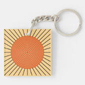 Modern Geometric Sunburst - Mandarijns Oranje Sleutelhanger (Achterkant)