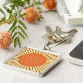 Modern Geometric Sunburst - Mandarijns Oranje Sleutelhanger (Zijkant)