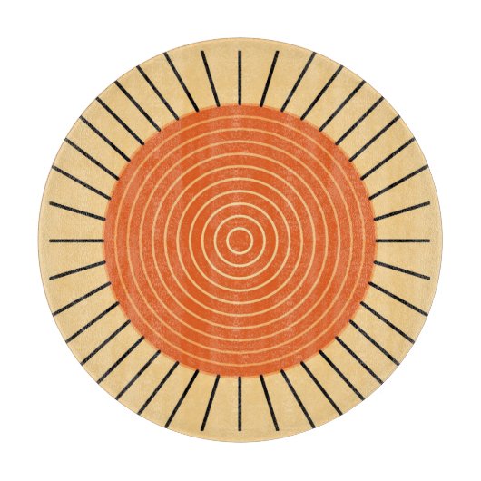 Modern Geometric Sunburst - Mandarijns Oranje Snijplank (Voorkant)