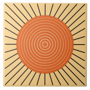 Modern Geometric Sunburst - Mandarijns Oranje Tegeltje