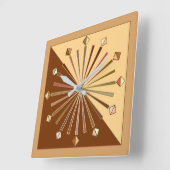Modern Geometric Sunburst, Mustard Gold Vierkante Klok (Hoek)