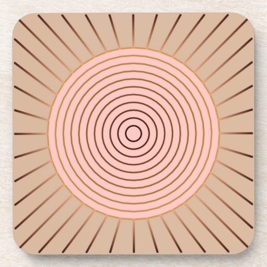 Modern Geometric Sunburst - Peach and Tan Bier Onderzetter (Voorkant)