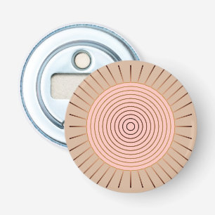 Modern Geometric Sunburst - Peach and Tan Button Flesopener