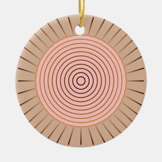 Modern Geometric Sunburst - Peach and Tan Keramisch Ornament (Voorkant)