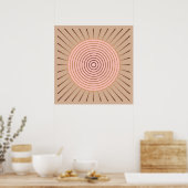 Modern Geometric Sunburst - Peach and Tan Poster (Keuken)