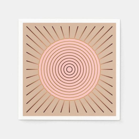 Modern Geometric Sunburst - Peach and Tan Servetten (Voorkant)