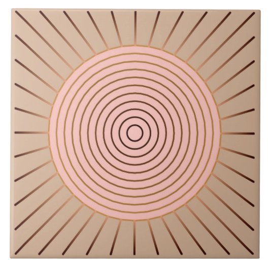 Modern Geometric Sunburst - Peach and Tan Tegeltje (Voorkant)