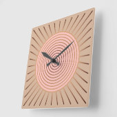Modern Geometric Sunburst - Peach and Tan Vierkante Klok (Hoek)