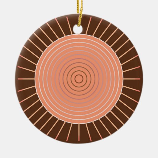 Modern Geometric Sunburst - Peach en Brown Keramisch Ornament (Voorkant)