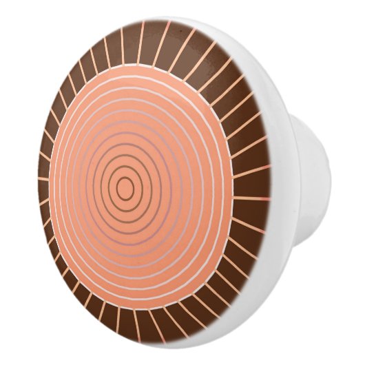Modern Geometric Sunburst - Peach en Brown Keramische Knop (Rechts)
