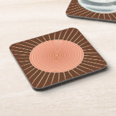 Modern Geometric Sunburst - Peach en Brown Onderzetter (Linkerzijde)