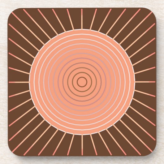 Modern Geometric Sunburst - Peach en Brown Onderzetter (Voorkant)