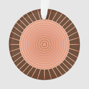 Modern Geometric Sunburst - Peach en Brown Ornament