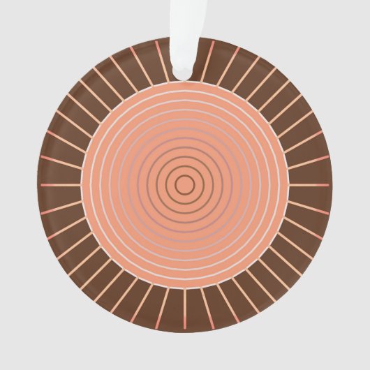 Modern Geometric Sunburst - Peach en Brown Ornament (voorkant)