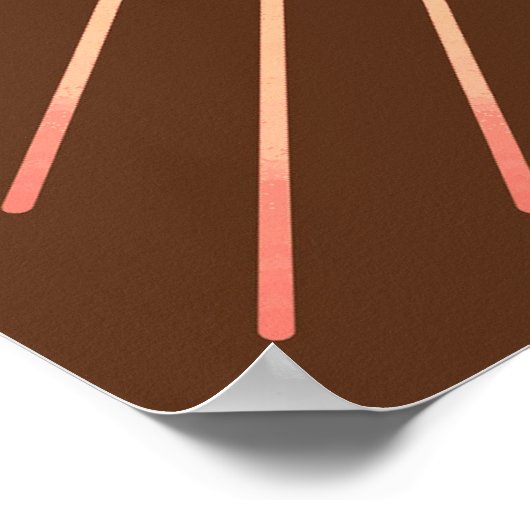 Modern Geometric Sunburst - Peach en Brown Poster (Hoek)