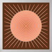 Modern Geometric Sunburst - Peach en Brown Poster (Voorkant)