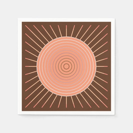 Modern Geometric Sunburst - Peach en Brown Servetten (Voorkant)