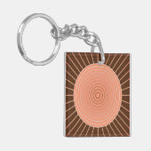 Modern Geometric Sunburst - Peach en Brown Sleutelhanger (Voorkant Links)