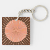 Modern Geometric Sunburst - Peach en Brown Sleutelhanger (Achterkant)