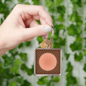 Modern Geometric Sunburst - Peach en Brown Sleutelhanger (Hand)