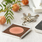 Modern Geometric Sunburst - Peach en Brown Sleutelhanger (Zijkant)