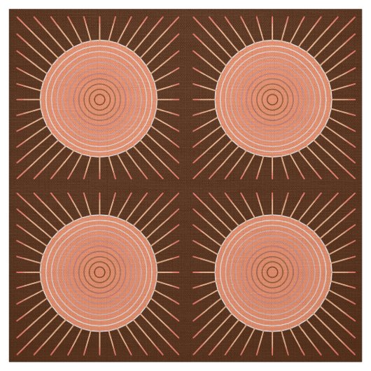 Modern Geometric Sunburst - Peach en Brown Stof (Swatch)