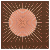 Modern Geometric Sunburst - Peach en Brown Stof (Close Up)