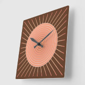 Modern Geometric Sunburst - Peach en Brown Vierkante Klok (Hoek)